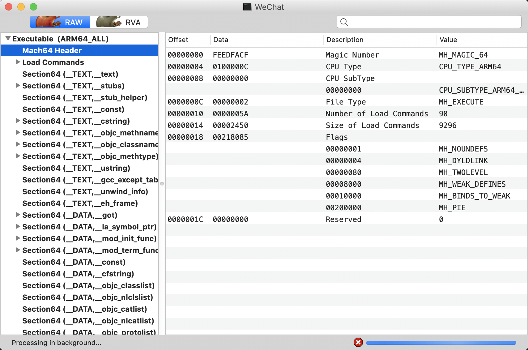 Wechat Mach-O Header